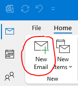 Shows "New Mail" button in Outlook client